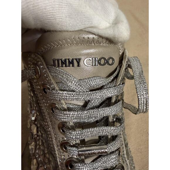 Jimmy Choo Shoes Womens Size 9 Silver Crystal Embellished Chunky Sneakers Italy - Picture 14 of 16